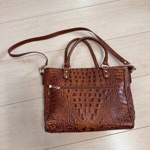 Vintage Due Fratelli Croc Embossed Genuine Leather Handbag